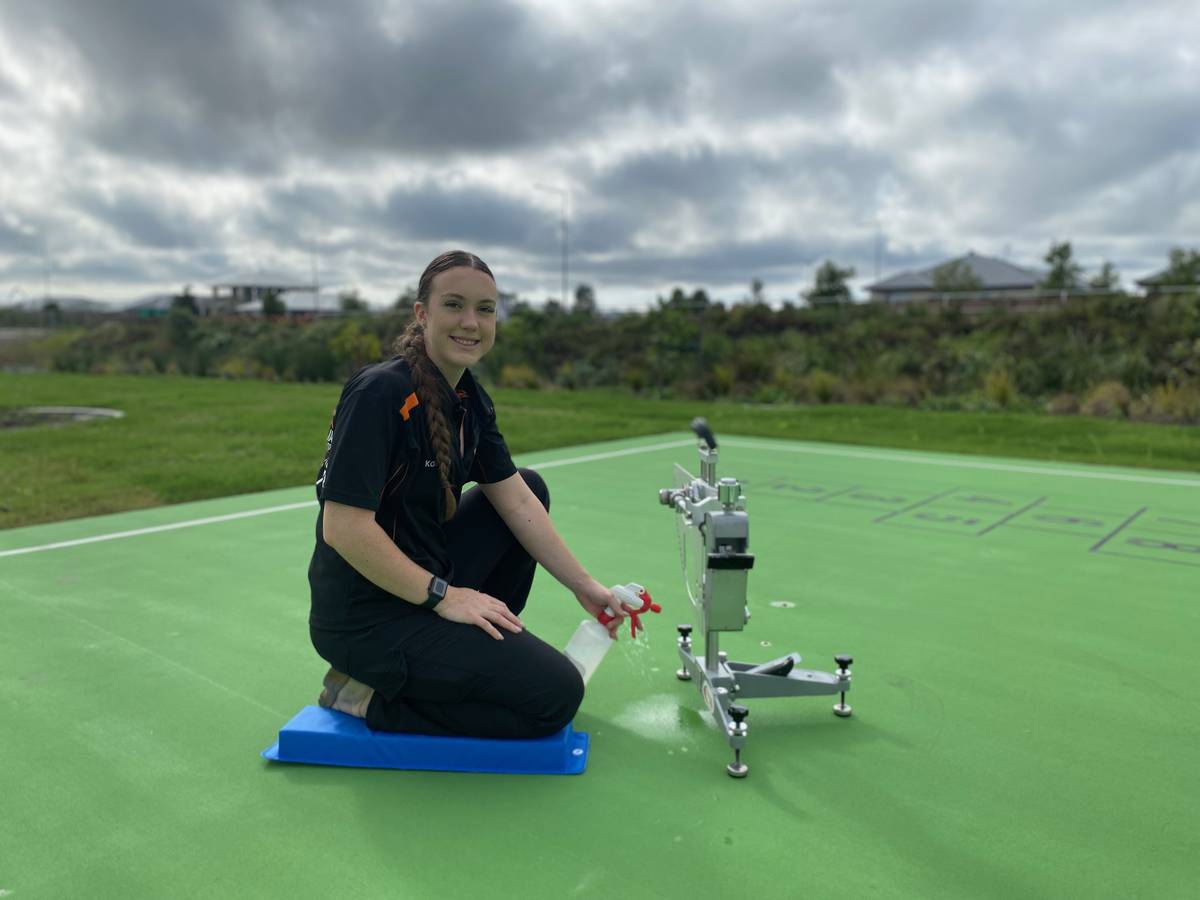 Sliptest Australia technician performing on-site wet pendulum testing