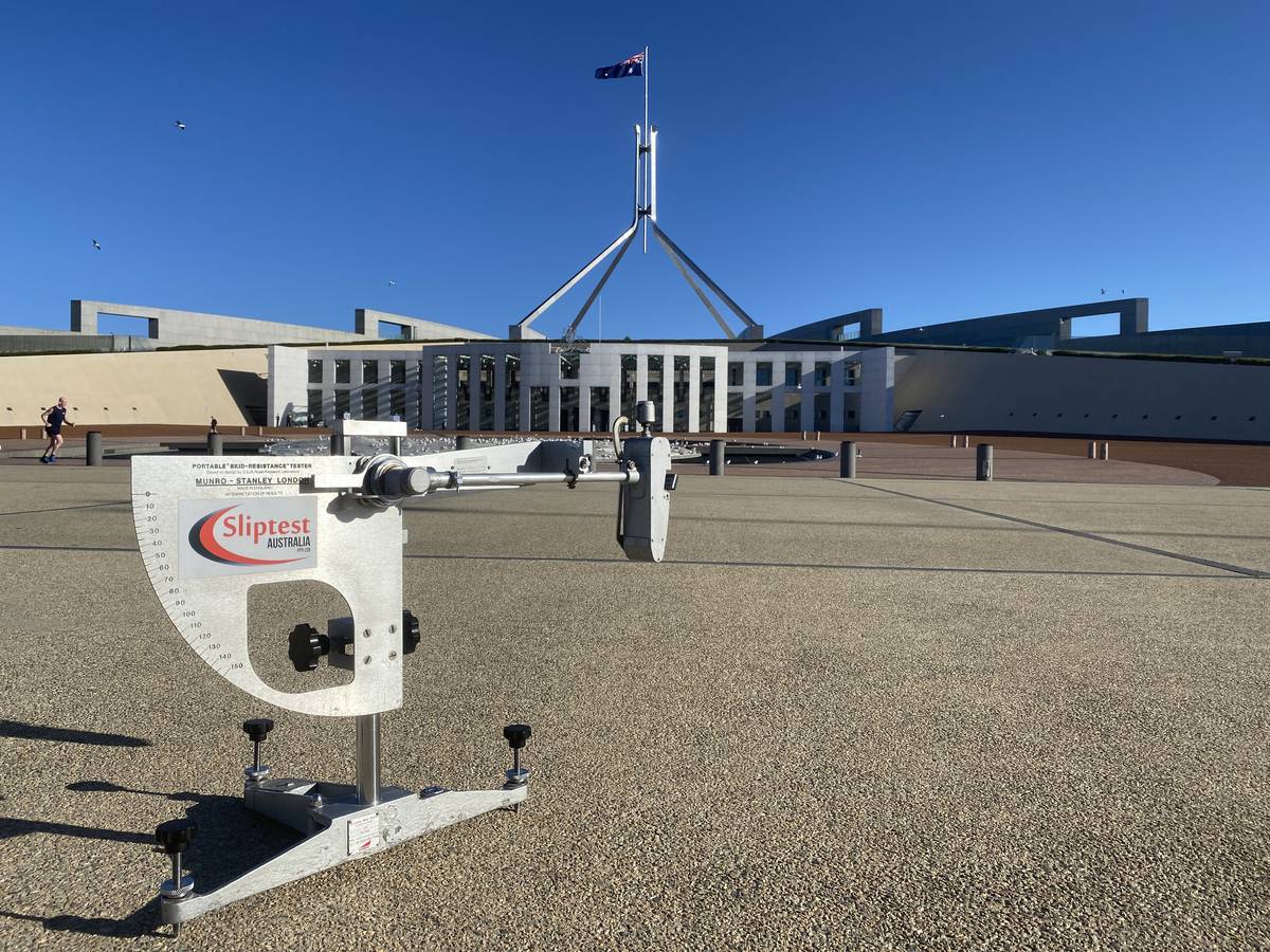 Sliptest Australia pendulum testing at Parliament House Canberra